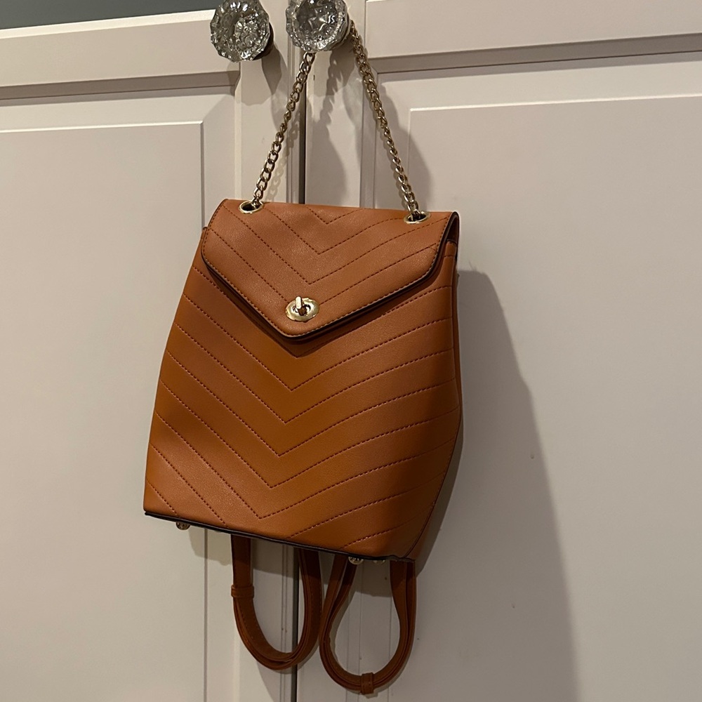 Elegant Tan Chevron Backpack